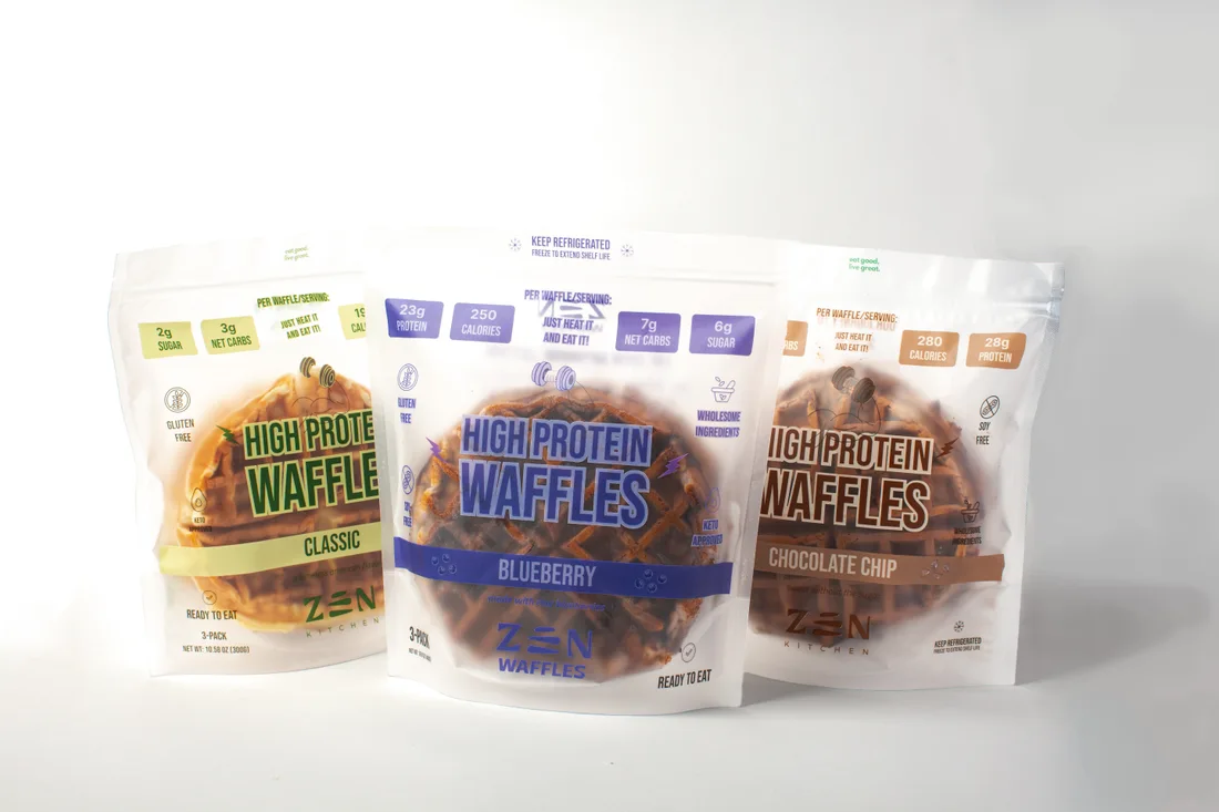 Classic, Blueberry and Chocolate Chip Zen waffle packs